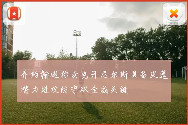 乔约翰逊称麦克丹尼尔斯具备皮蓬潜力进攻防守双全成关键